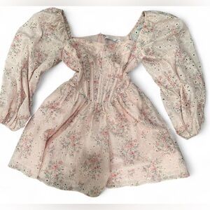Altar'd State Blush Floral Puff-Sleeve Girls Dress
